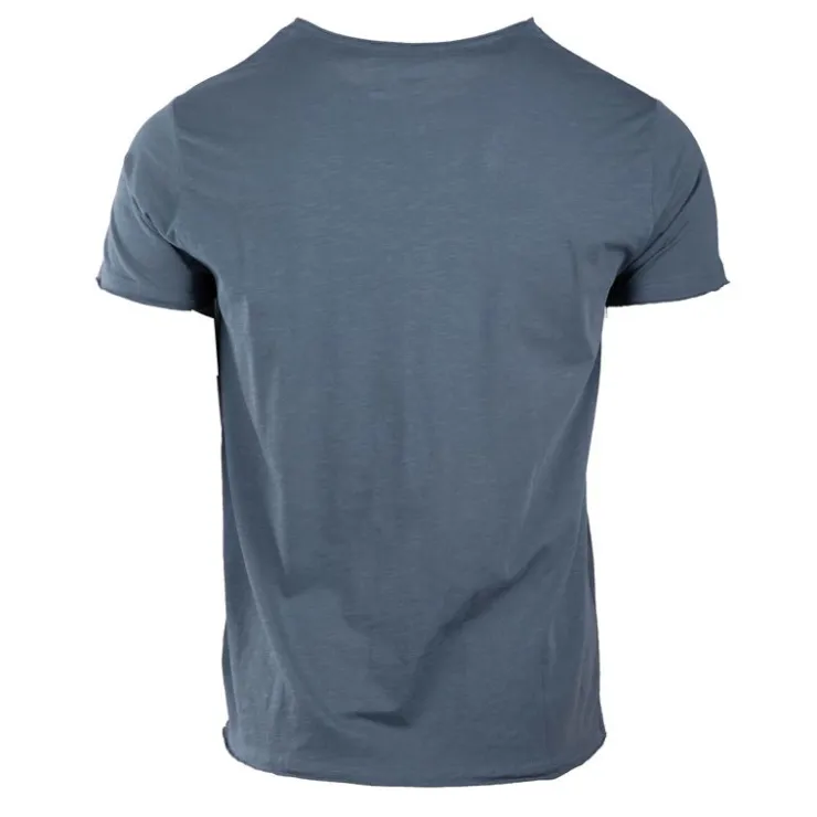 BLAGGIO Tee shirt mc col v slub 100 % coton assor 24 myke-a Homme BLEU PETROLE Online