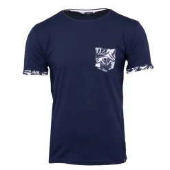 BLAGGIO Tee shirt melzac manches à revers imprimé tropical Homme BLEU FONCE Sale