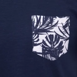 BLAGGIO Tee shirt melzac manches à revers imprimé tropical Homme BLEU FONCE Sale