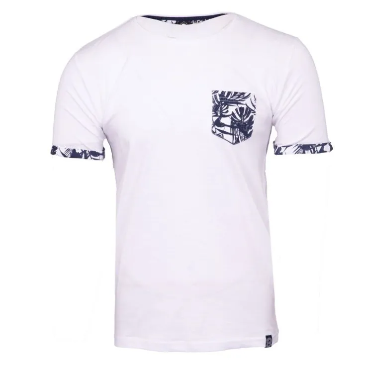 BLAGGIO Tee shirt melzac manches à revers imprimé tropical Homme BLANC Best