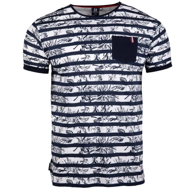 BLAGGIO Tee shirt motif marinière manches courtes mauricio Homme BLEU FONCE