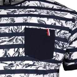 BLAGGIO Tee shirt motif marinière manches courtes mauricio Homme BLEU FONCE