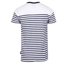 BLAGGIO Tee shirt murphy marinière avec col boutonné Homme BLANC Clearance
