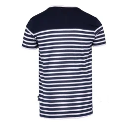 BLAGGIO Tee shirt murphy marinière avec col boutonné Homme BLEU FONCE Hot