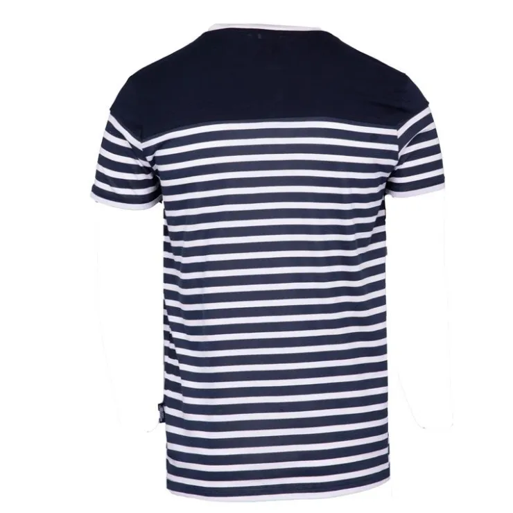 BLAGGIO Tee shirt murphy marinière avec col boutonné Homme BLEU FONCE Hot