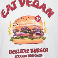 DEELUXE 74 Tee shirt natural burger Eat Vegan Homme BLANC Hot