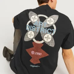 JACK & JONES Tee shirt Noho col ras de cou loose fit coton dos imprimé Homme NOIR Online