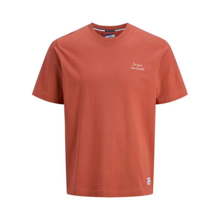 JACK & JONES Tee shirt ornocello ginger spice coton col ras de cou Homme ROUGE Clearance