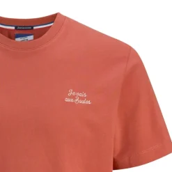 JACK & JONES Tee shirt ornocello ginger spice coton col ras de cou Homme ROUGE Clearance