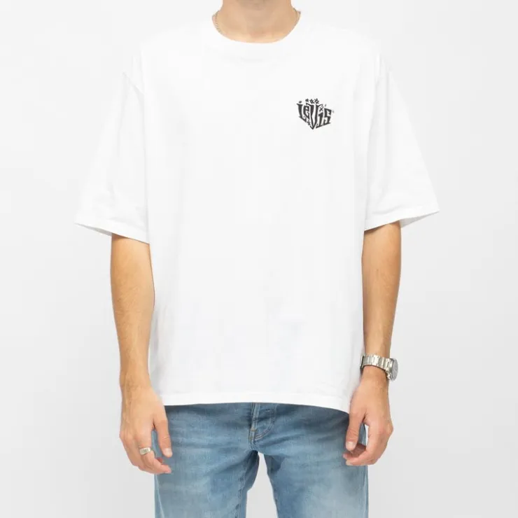 LEVI'S Tee shirt oversize col rond imprimé carte postale Homme BLANC Best
