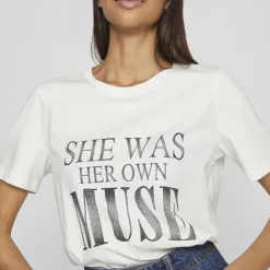 VILA Tee shirt regular fit imprimé MUSE Femme BLANC Best