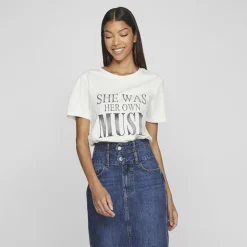 VILA Tee shirt regular fit imprimé MUSE Femme BLANC Best