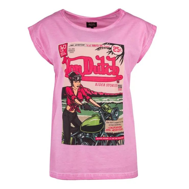 VON DUTCH Tee shirt délavé imprimé devant Femme ROSE Online