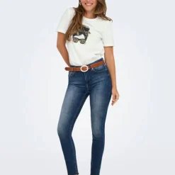 ONLY Tee shirt stella imprimé motif léopard Femme BLANC