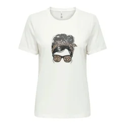 ONLY Tee shirt stella imprimé motif léopard Femme BLANC