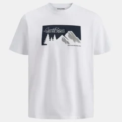 JACK & JONES Tee shirt sun coton imprimé montagne Homme BLANC Hot