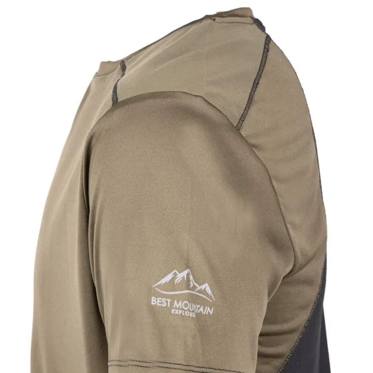 BEST MOUNTAIN Tee shirt technique uni Homme KAKI New