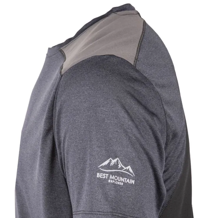 BEST MOUNTAIN Tee shirt technique uni Homme GRIS FONCE New