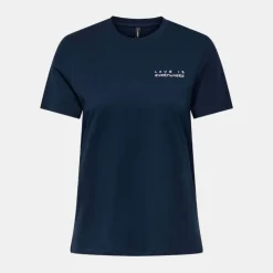 ONLY Tee shirt Texi coton Love is everything Femme BLEU FONCE
