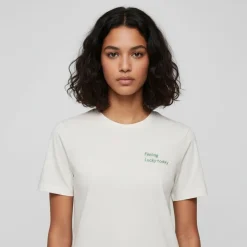 ONLY Tee shirt Texi Feeling lucky today coton Femme BLANC Outlet