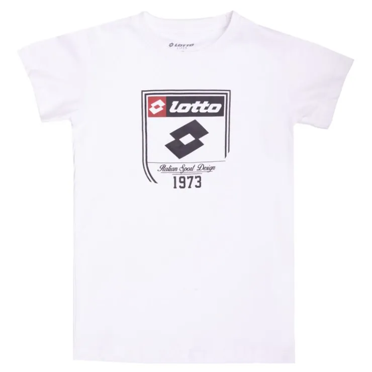 LOTTO Tee shirt tissu chiné imprimé logo blason Enfant BLANC