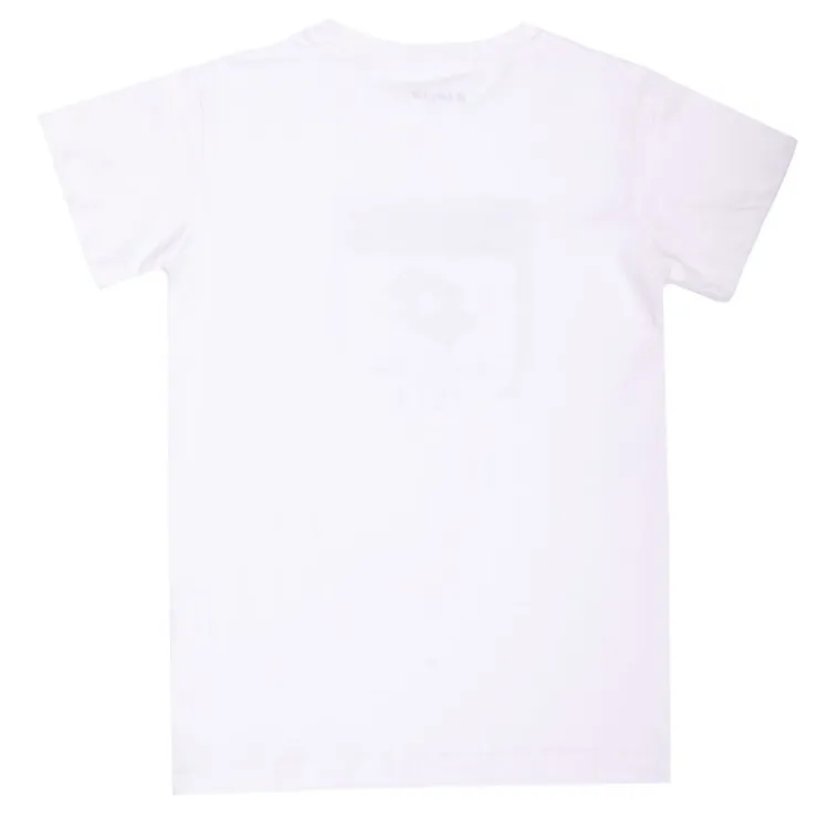 LOTTO Tee shirt tissu chiné imprimé logo blason Enfant BLANC