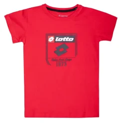 LOTTO Tee shirt tissu chiné imprimé logo blason Enfant ROUGE Outlet
