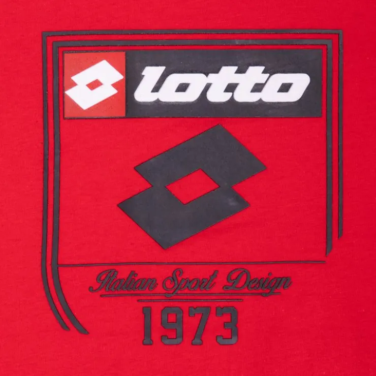 LOTTO Tee shirt tissu chiné imprimé logo blason Enfant ROUGE Outlet