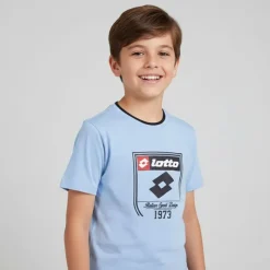 LOTTO Tee shirt tissu chiné imprimé logo blason Enfant BLEU CLAIR Sale