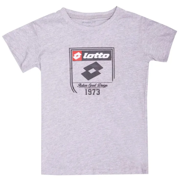 LOTTO Tee shirt tissu chiné imprimé logo blason Enfant GRIS Hot