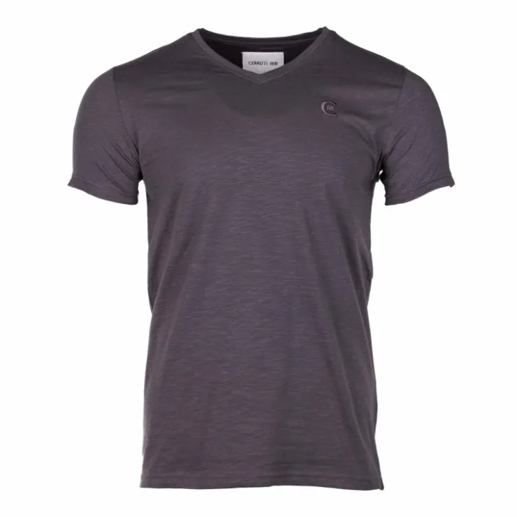 CERRUTI Tee shirt uni col V Aquarossa Homme GRIS FONCE Sale