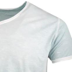 BLAGGIO Tee shirt uni délavé col V Homme BLEU CLAIR Clearance