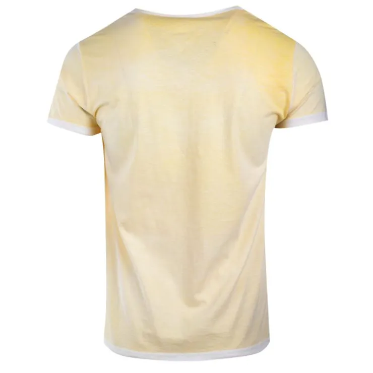 BLAGGIO Tee shirt uni délavé col V Homme JAUNE Online