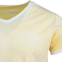 BLAGGIO Tee shirt uni délavé col V Homme JAUNE Online