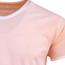 BLAGGIO Tee shirt uni délavé col V Homme ORANGE CLAIR Outlet