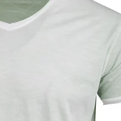 BLAGGIO Tee shirt uni délavé col V Homme VERT CLAIR Outlet