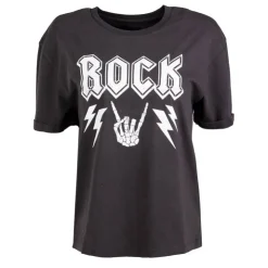 DEELUXE 74 Tee shirt uni imprimé Rock Femme GRIS FONCE Best