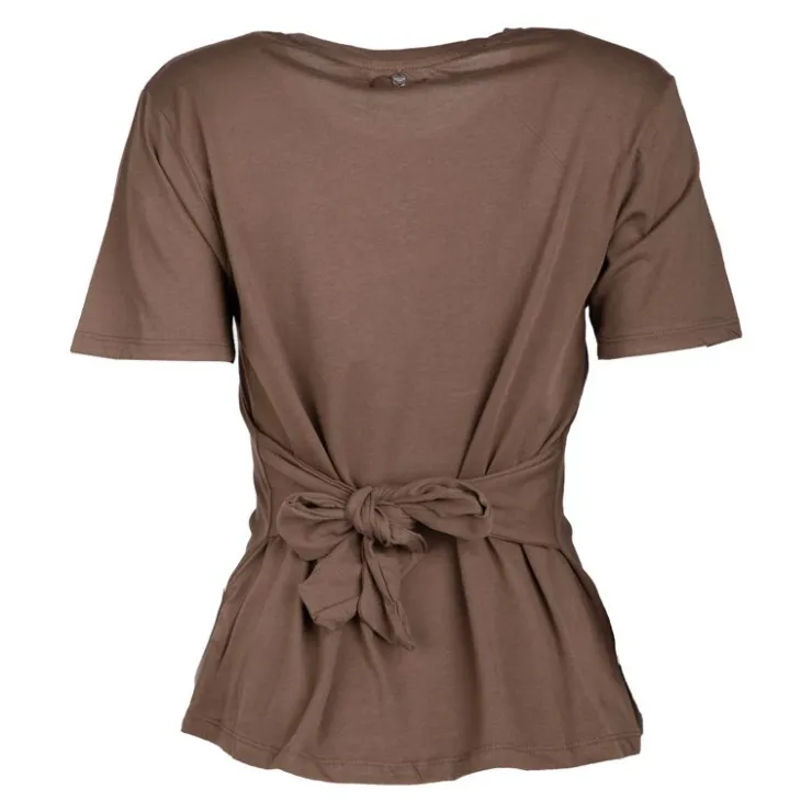 DEELUXE 74 Tee shirt uni nœud au dos Femme MARRON Best