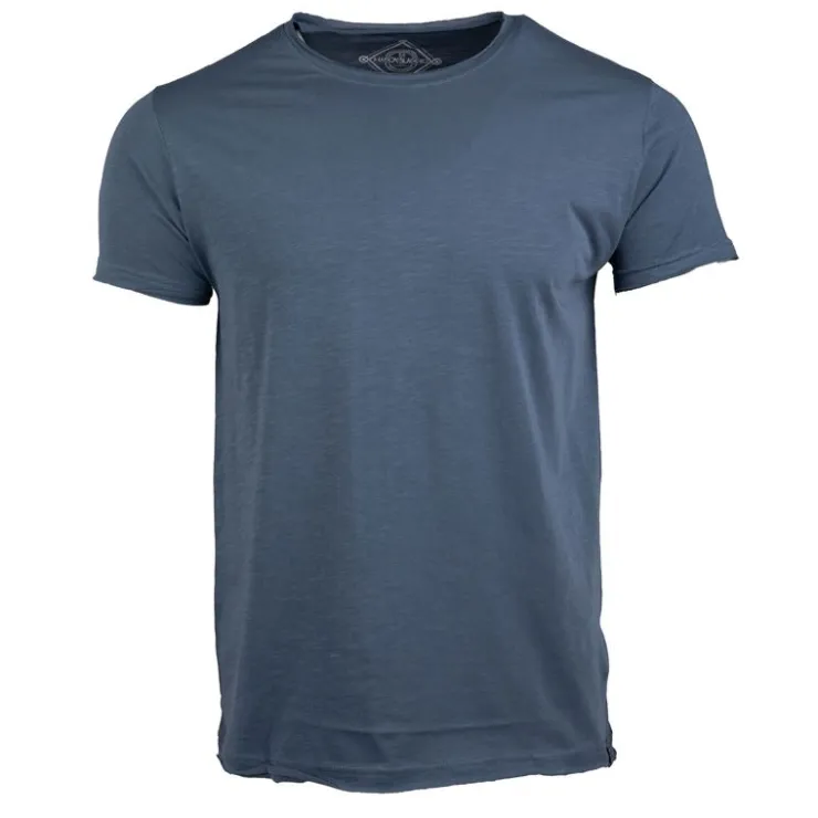BLAGGIO Tee shirt uni slub col rond marvin Homme BLEU PETROLE Best