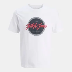 JACK & JONES Tee shirt urban imprimé logo col rond regular fit Homme BLANC