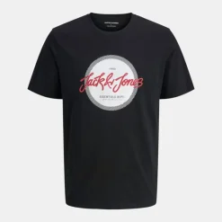 JACK & JONES Tee shirt urban imprimé logo col rond regular fit Homme NOIR Hot