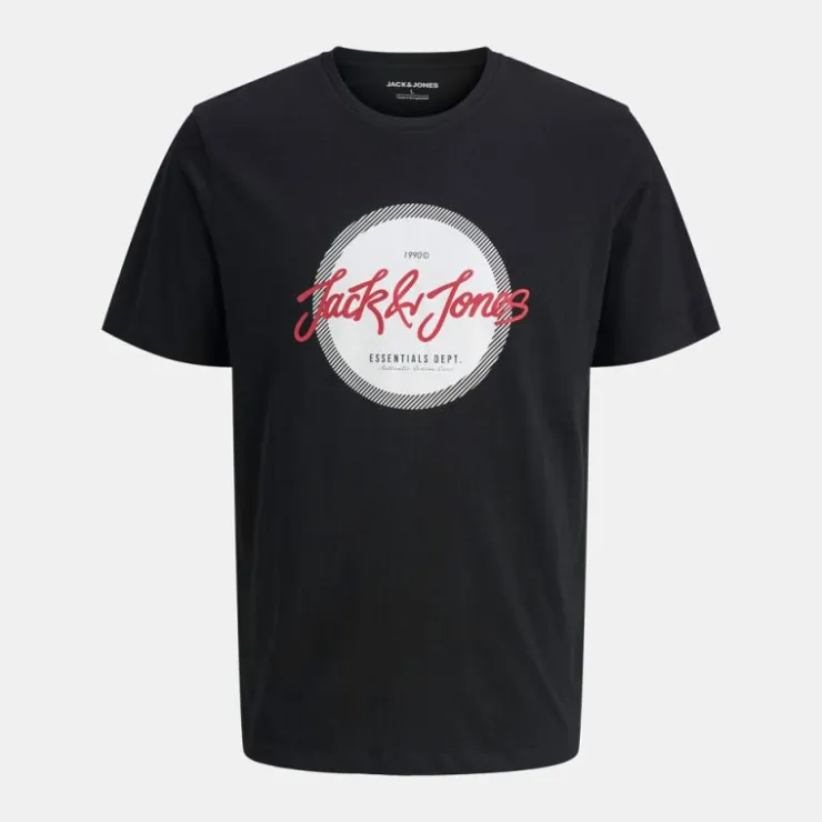 JACK & JONES Tee shirt urban imprimé logo col rond regular fit Homme NOIR Hot