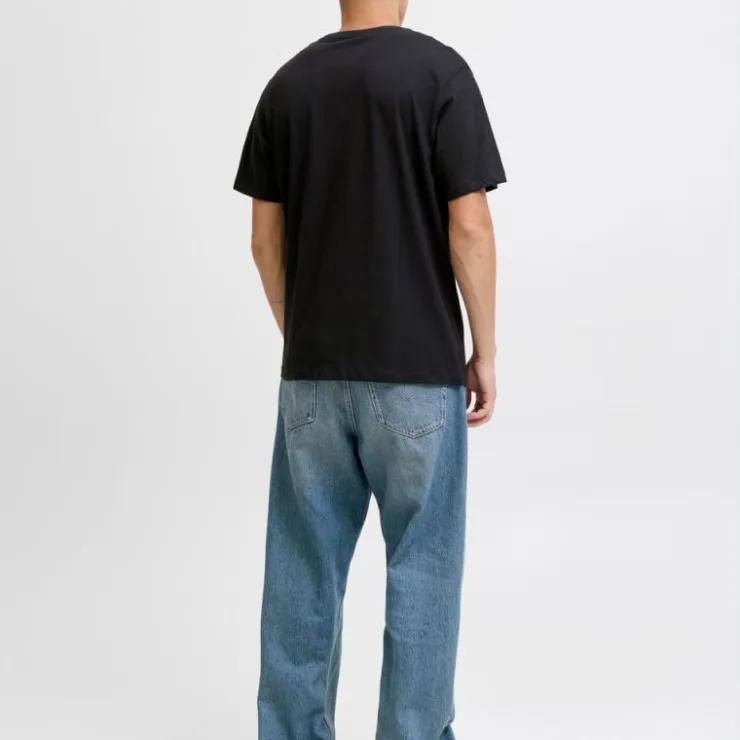 JACK & JONES Tee shirt urban imprimé logo col rond regular fit Homme NOIR Hot