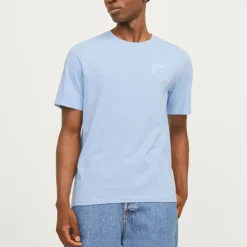 JACK & JONES Tee shirt verner coton col de cou Homme BLEU CLAIR New