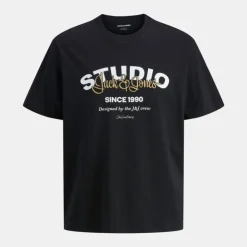 JACK & JONES Tee shirt yuki coton imprimé logo col ras de cou Homme NOIR Outlet