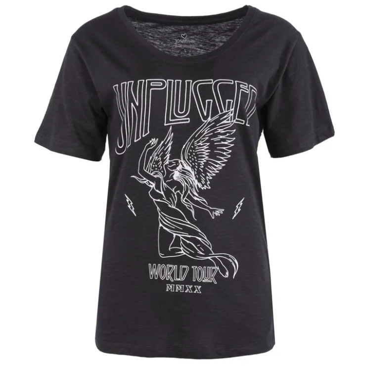 JOSEPH 'IN Tee-shirt manches courtes imprimé Femme NOIR Discount