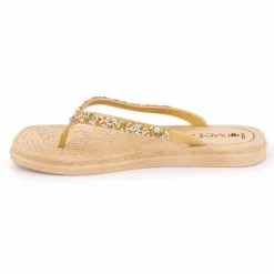 LOVETT Tongs à strass semelle cde Femme OR Best