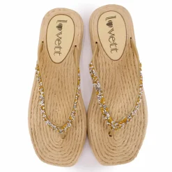 LOVETT Tongs à strass semelle cde Femme OR Best