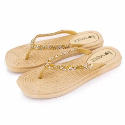 LOVETT Tongs à strass semelle cde Femme OR Best