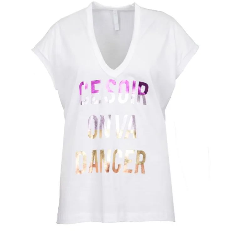 IMPERIAL Top à sequins "ce soir on va dancer " Femme BLANC New